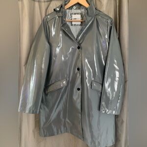 Jane Post Stone Grey Funnel Neck Slicker